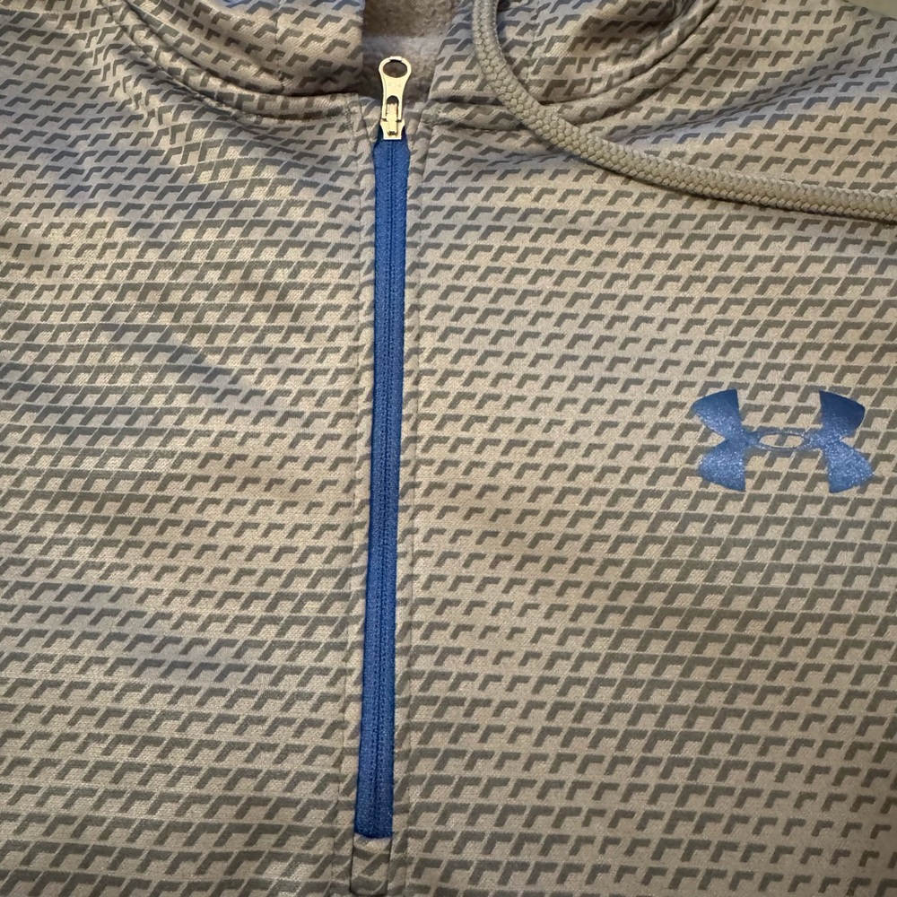 Under Armour Hoodie Pullover 1/4 Zip Sweatshirt‎ Mens Size L Gray Blue Logo - Picture 7 of 9